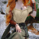 Renaissance Style Half Sleeve Lace-Up Blouse - Retrorobe