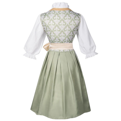 Oktoberfest Champagne Gold Dirndl Dress with Apron and Blouse