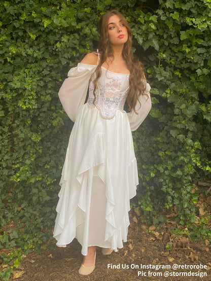 Fairycore Style Embroidered Floral Corset