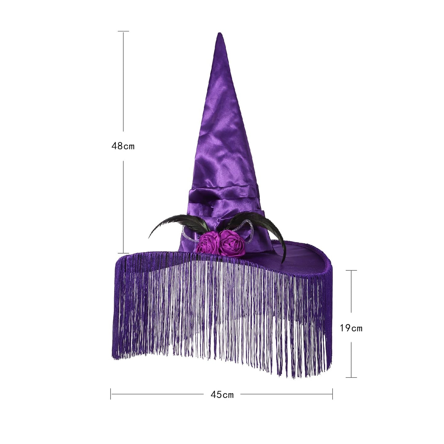 LED Light Up Witch Hat with Fringe Veil
