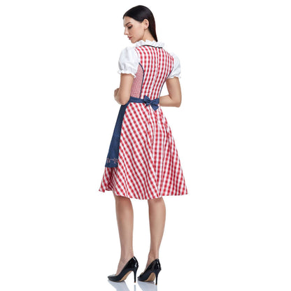 Oktoberfest Blue & Red Dirndl with Apron