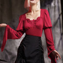 Renaissance Peasant Blouse with Square Neck Splice Sleeve - Retrorobe