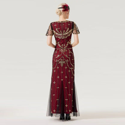 Art Deco Sequin Flapper Dress with Accessories Set