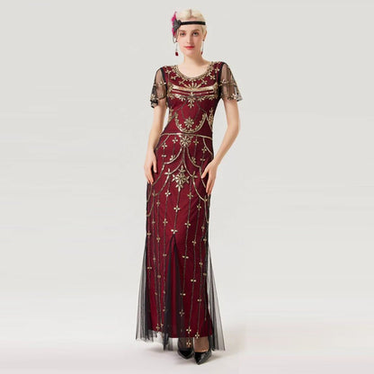Art Deco Sequin Flapper Dress with Accessories Set