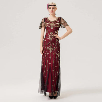 Art Deco Sequin Flapper Dress with Accessories Set