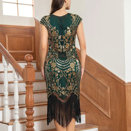 Art Deco Beaded Fringe Flapper Dress