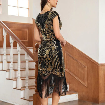 Art Deco Beaded Fringe Flapper Dress