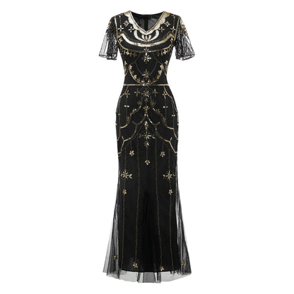 Art Deco Sequin Flapper Dress with Accessories Set