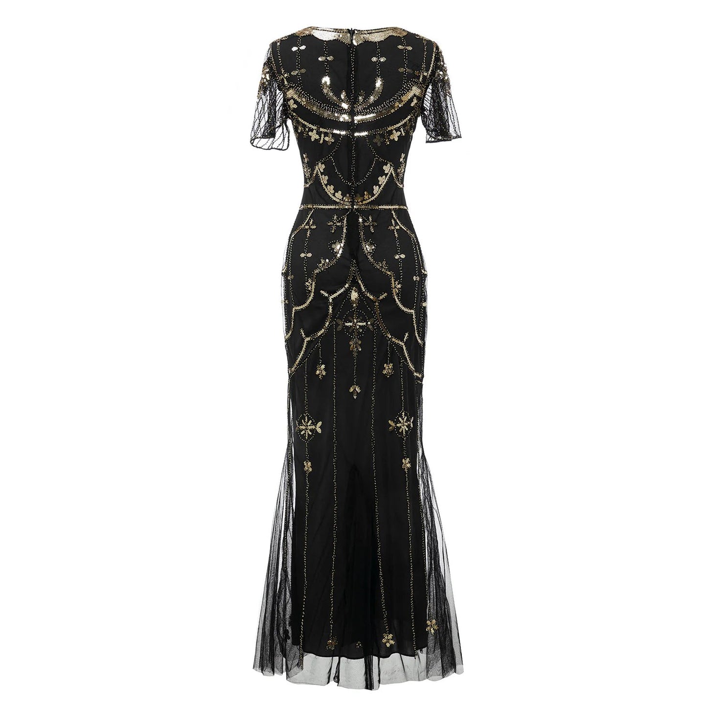 Art Deco Sequin Flapper Dress with Accessories Set