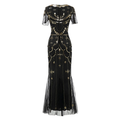 Art Deco Sequin Flapper Dress with Accessories Set