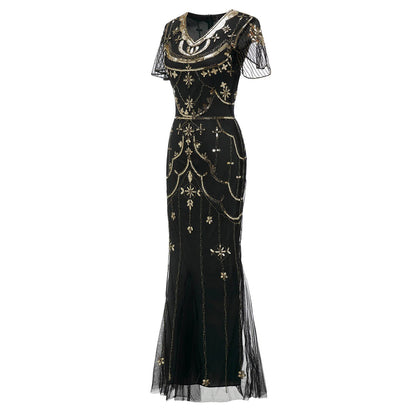 Art Deco Sequin Flapper Dress with Accessories Set