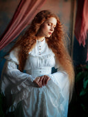 Vestido de té victoriano con corsé y volante