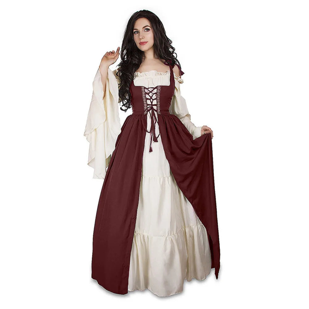 Irish Medieval Retro Royal Court Princess Style Long Sleeve Dress