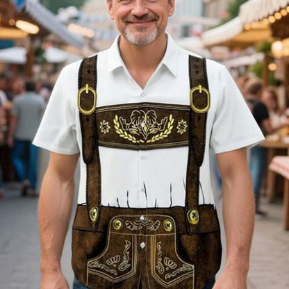 Kariertes Oktoberfest-Lederhosen-Grafikhemd für Herren