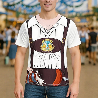 Bayerisches Bierbauch-Lederhosen-Print-T-Shirt