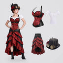 Women's Steampunk Rose Corset 4-Piece Set