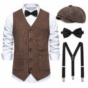 Men's Brown Corduroy 1920s Heritage Gentleman 5-Piece Set