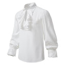 Men's White Victorian Ruffle Shirt & Black Pants Costume Set