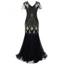 Vestido sirena negro Art Deco con lentejuelas