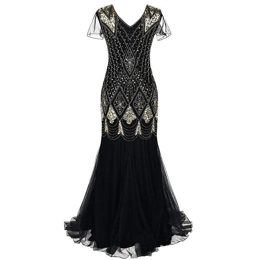 Black Flapper Dress Evening Gown