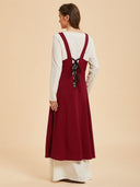 Women's Medieval Viking Apron Dress Set with Laced Back