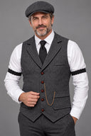 Ensemble 7 pièces pour homme style gentleman des années 1920, gris anthracite