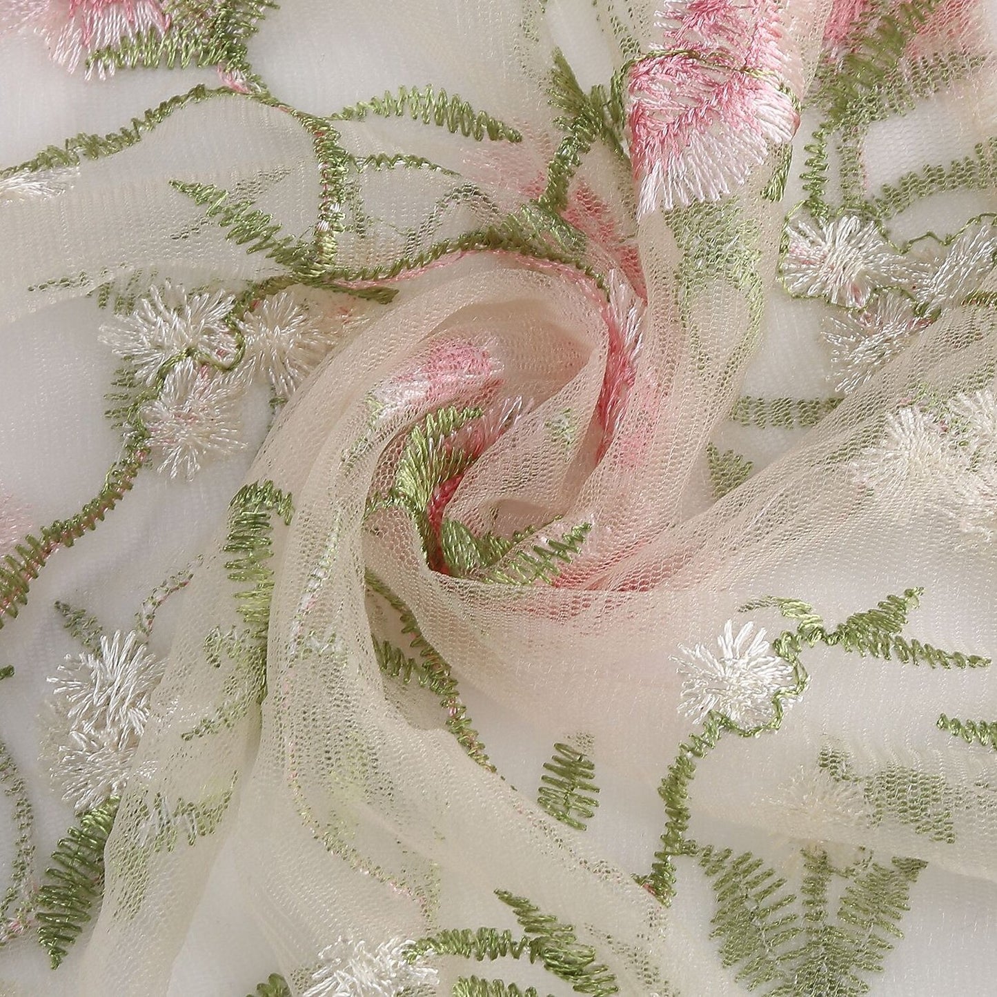 Floral Embroidered Mesh Midi Dress