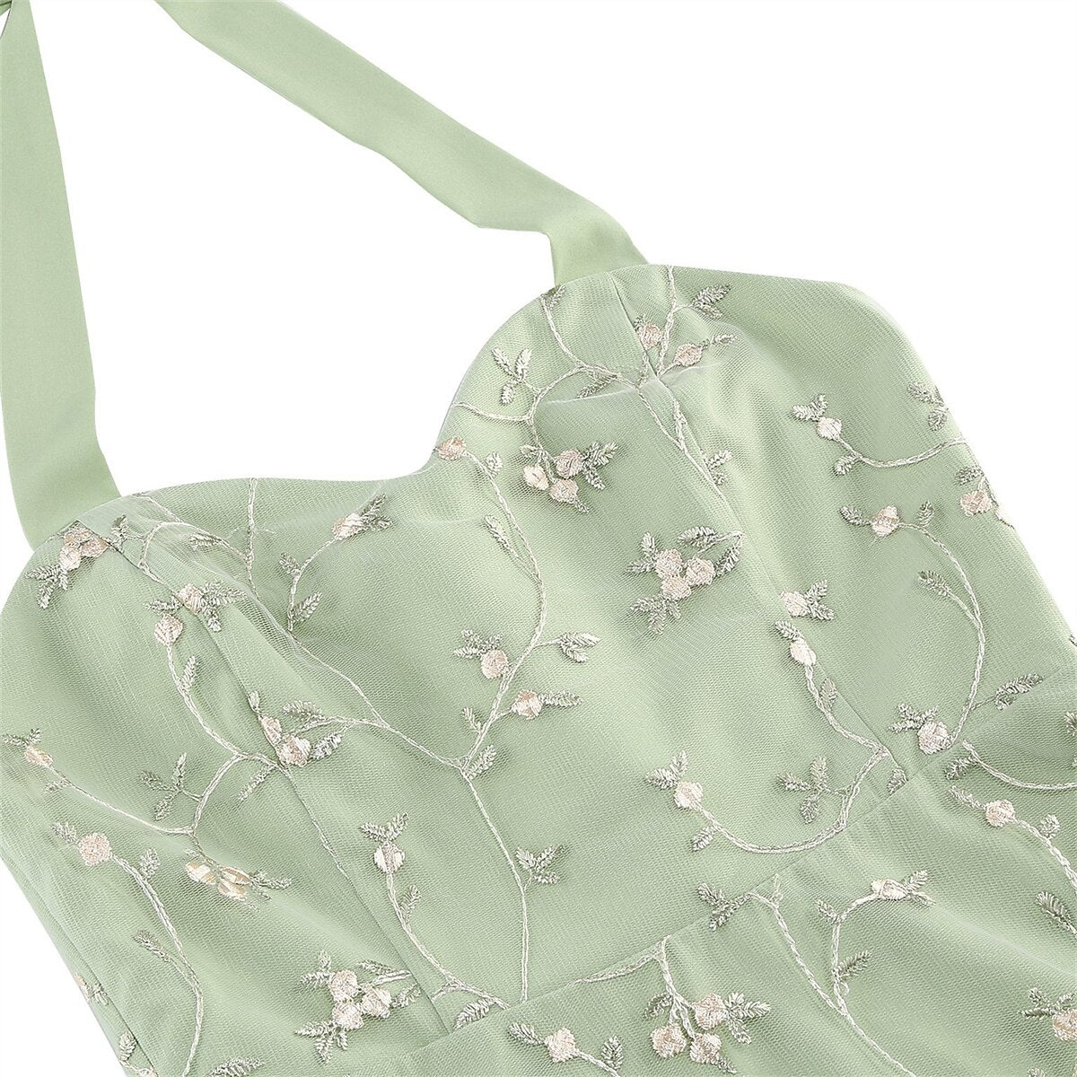 Floral Embroidered Halter Midi Dress