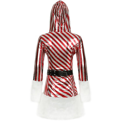 Striped Santa Hooded Mini Dress