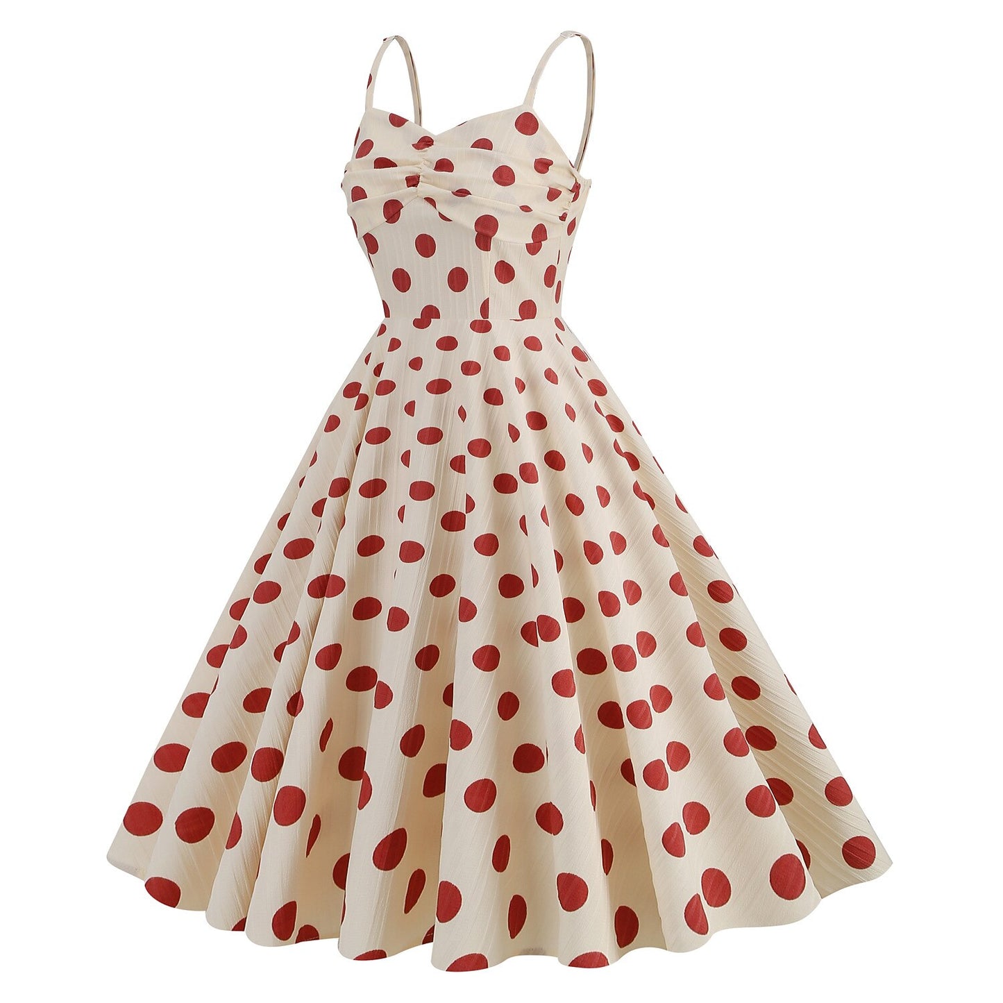 Women's 1950s Polka Dot Spaghetti Strap Swing Dress