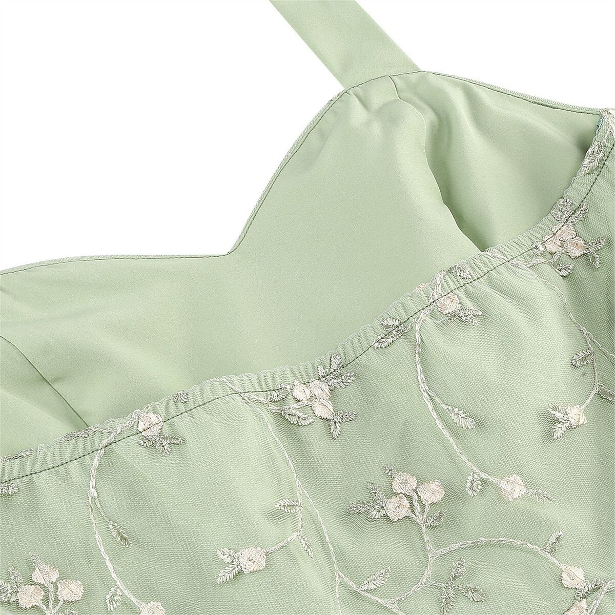 Floral Embroidered Halter Midi Dress