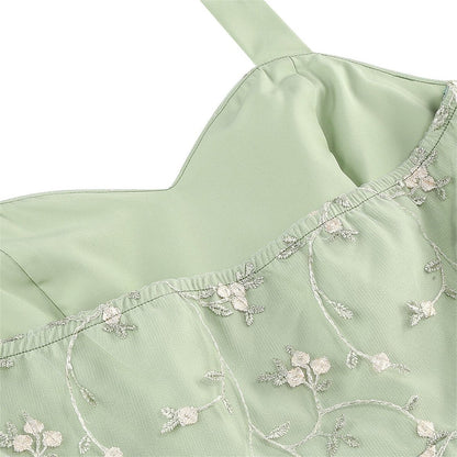 Floral Embroidered Halter Midi Dress