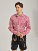 Men's Red Gingham Oktoberfest Shirt for Lederhosen