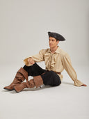 Men's Beige Ruffled Pirate Costume Set