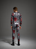 Leotard da uomo di Halloween con stampa di scheletro e rosa rossa