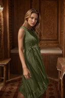 Renaissance Style Sleeveless Dress with Lace-up Waist - Retrorobe