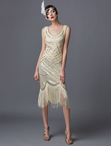 Beaded Sequin Flapper Dress with Art Deco