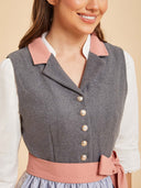 Oktoberfest Grey Dirndl Dress with Deer Print Apron