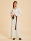 Women's Ivory Medieval Peasant Dress Costume Set for Renaissance Faire