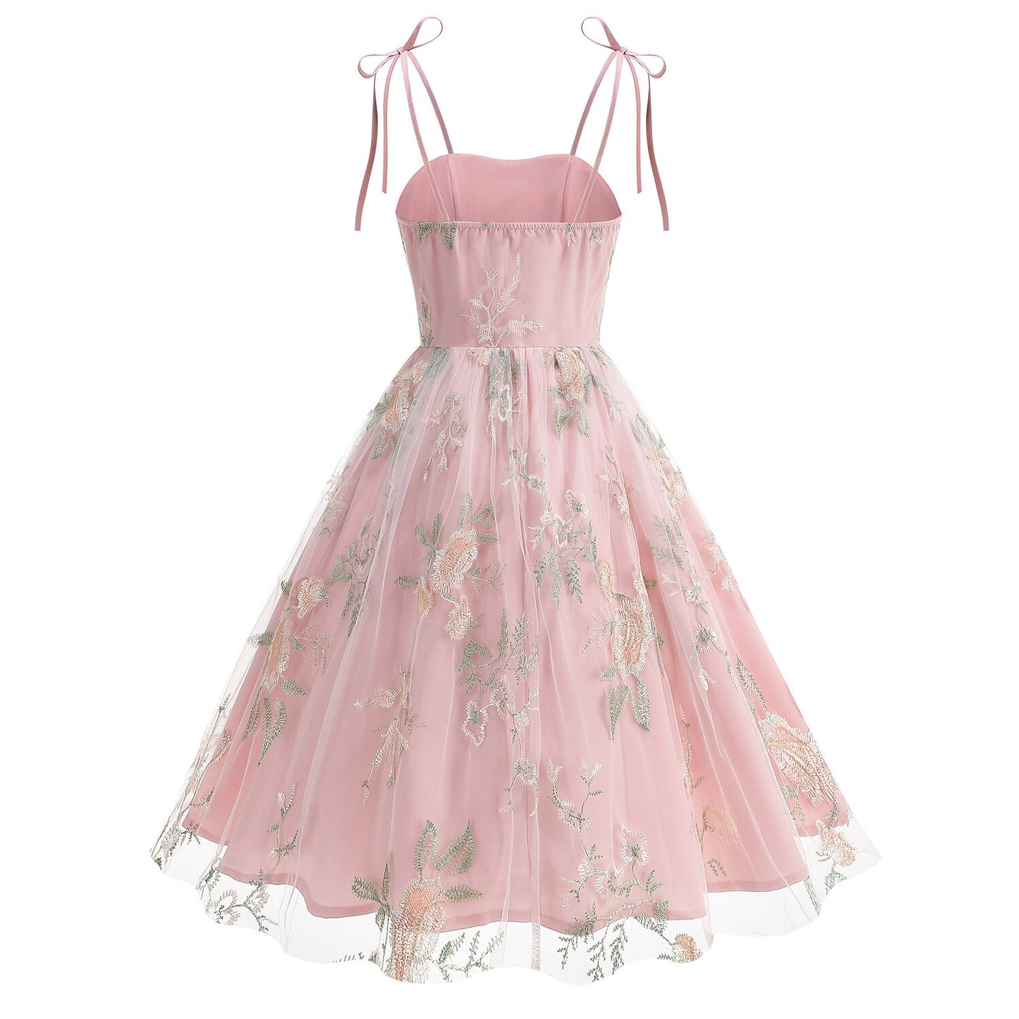 Floral Embroidered Sweetheart Midi Dress