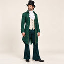 Men's Green Floral Tailcoat Victorian Gentleman 4-Piece Costume Set