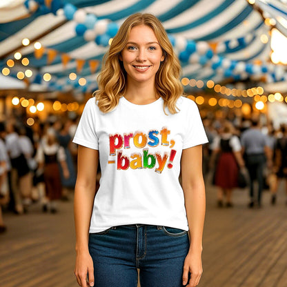 Damen Oktoberfest Prost Baby Grafik T-Shirt