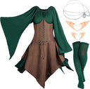 Conjunto de vestido de hada medieval con accesorios para la cabeza