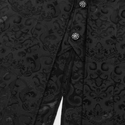 Men's Steampunk Black Brocade Tailcoat