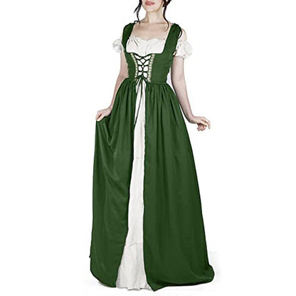 Irish Medieval Retro Royal Court Princess Style Short Sleeve Dress