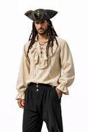 Men's Black Pirate Costume Set with Black Pant.
