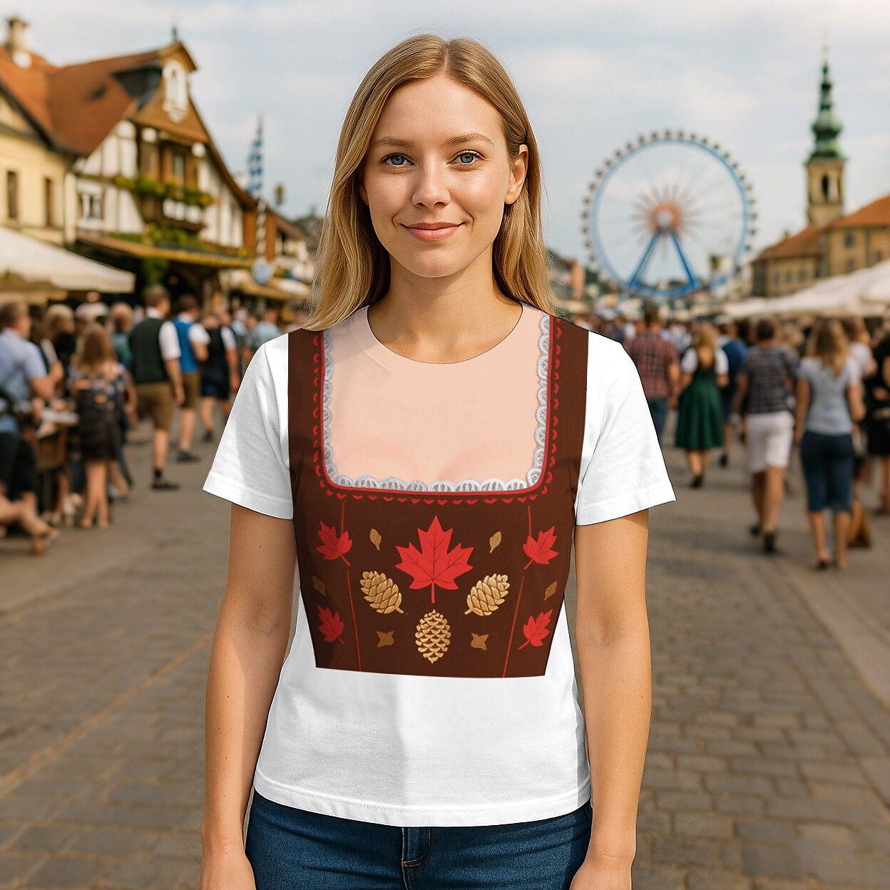 Women's Oktoberfest Dirndl Graphic T-shirt
