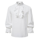 Men's White Victorian Ruffle Shirt & Black Pants Costume Set