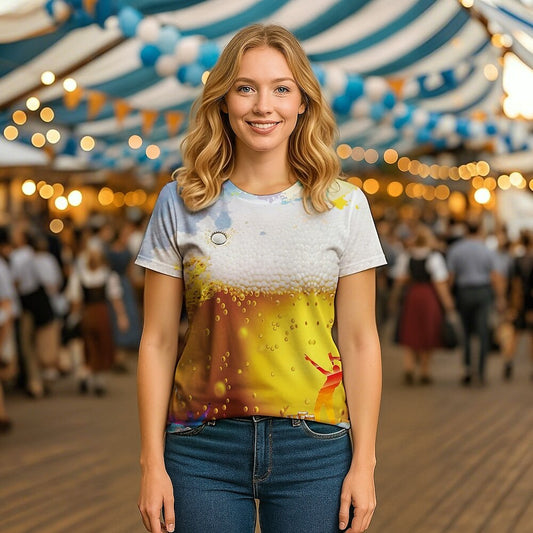 Women's Oktoberfest Beer Foam Graphic  T-shirt
