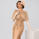 Women's Champagne 1920s Sequin Mermaid 6-Piece Set